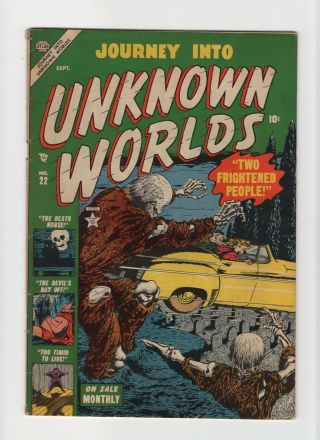 Journey Into Unknown Worlds 22 Fn,  6.  5 Vintage Marvel Atlas Comic Pre - Code/hero