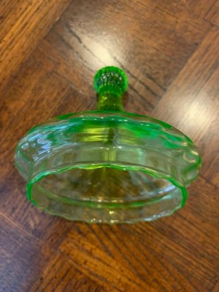 RARE Vintage Vaseline Uranium Green Glass Candy Dish/Lid Twisted Optic 4