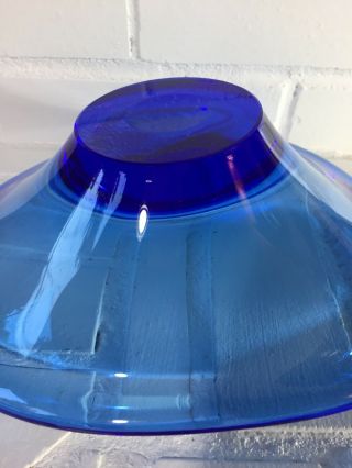 Large Vintage Mid Century Italian Murano Blue Glass Art Bowl 4