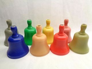 Vintage Set Of 8 Hard Plastic Toy Knickerbocker Melody Bells Musical Bells