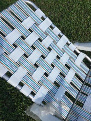 Vintage Aluminum Folding Lawn Chaise Lounge Chair Webbing Patio 2