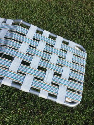 Vintage Aluminum Folding Lawn Chaise Lounge Chair Webbing Patio 3