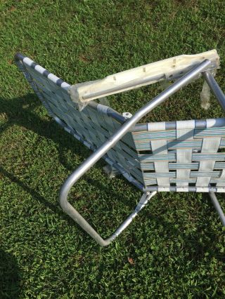 Vintage Aluminum Folding Lawn Chaise Lounge Chair Webbing Patio 5