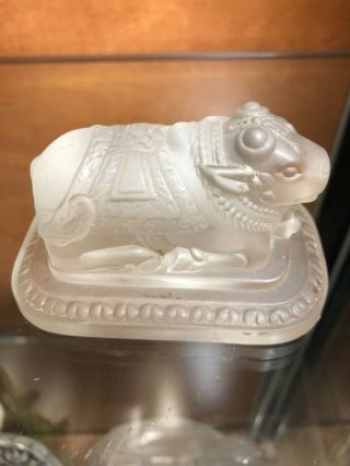A Very Rare Rene Lalique " Taureau Sacre " Or Nandi " Bull Paperweight From 1938