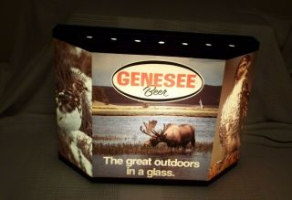 Vintage Lighted Genesee Beer The Great Outdoors In A Glass Hanging Sign Look