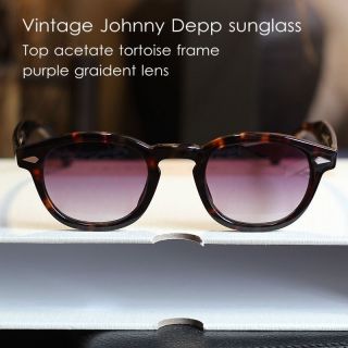 Vintage Gradient Sunglasses Johnny Depp Glasses Mens Tortoise Purple Shadow Lens