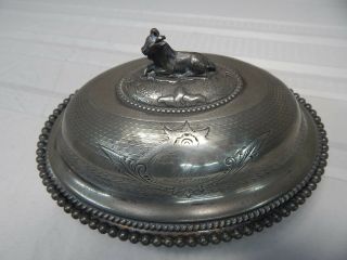 Vintage Civil War Era Food Veg.  /Cloche w/Goat Silver Plated Engraved 