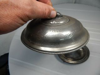 Vintage Civil War Era Food Veg.  /Cloche w/Goat Silver Plated Engraved 