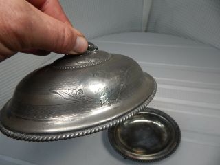 Vintage Civil War Era Food Veg.  /Cloche w/Goat Silver Plated Engraved 