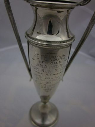 RARE 1927 BILLIARDS TROPHY in STERLING SILVER from PETERSON ' S in St.  Louis,  Mo. 2