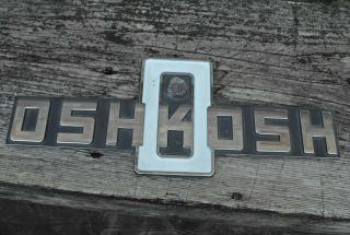 Vintage Oshkosh Fire Truck Emblem Badge Plaque Large 14” By 5.  5” Metal Chrome Ex
