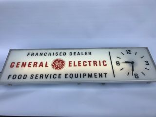 Vintage General Electric Ge Florescent Sign With Clock And