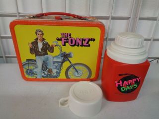 Vintage 1976 Thermos The Fonz Metal Lunchbox Complete W/ Thermos