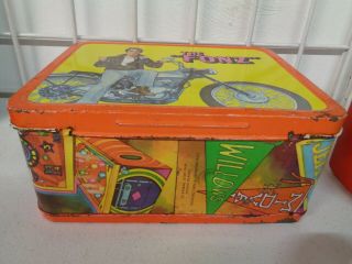 VINTAGE 1976 THERMOS THE FONZ METAL LUNCHBOX COMPLETE W/ THERMOS 8