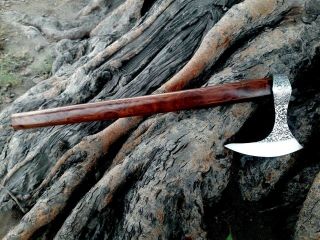 Mdm Tactical Forged Vintage Tomahawk Viking Engrave Axe Hunting Tool With Walnut