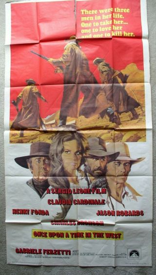 Once Upon A Time In The West Rare Orig 1969 Sergio Leone Three - Sheet