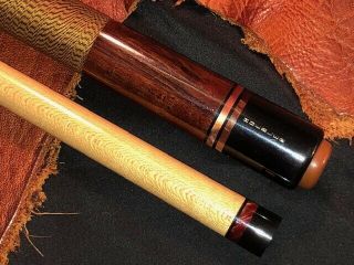 Huebler Pool Cue With One Maple Shaft.  Vintage Cue Has The Vertical Logo.