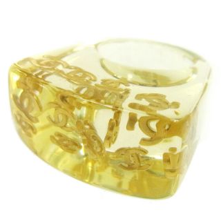 Authentic Chanel Vintage Cc Logos Ring Clear Plastic Size 7 Accessories Gs01960