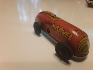Vintage 1947 Captain Marvel Tin Windup Race Car Orange 2 By Fawcelt Comics