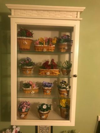 Rare Longaberger Cabinet W 12 Mini May Flower Series Basket Combos,