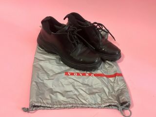 Vintage 90s / 2000s Iconic Prada Black Leather Lace Up Shoes Boots Size 38