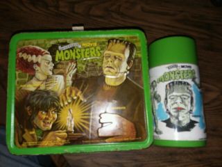Universal Movie Monsters 1979 Aladdin Metal Lunch Box With Thermos Vintage