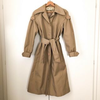 Vintage Lilli Ann San Francisco Rain Coat Jacket Trench Tan Beige 1960s 60s 70s