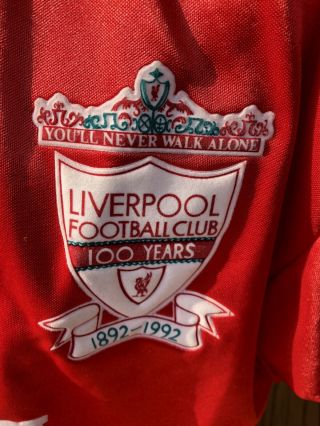 Vintage Liverpool 1992 100yrs Anniversary Home Shirt Size Large Adidas Rare 4