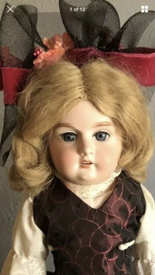 Antique German Armand Marseille - 19 " Bisque Head Kid Leather Body - Doll