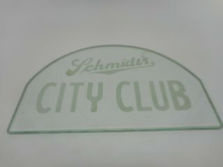 Vintage Schmidts City Club Beer Glass Cash Register Etched Advertising Sign