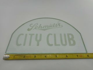 Vintage SCHMIDTS CITY CLUB Beer Glass Cash Register Etched Advertising SIGN 2