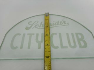Vintage SCHMIDTS CITY CLUB Beer Glass Cash Register Etched Advertising SIGN 3