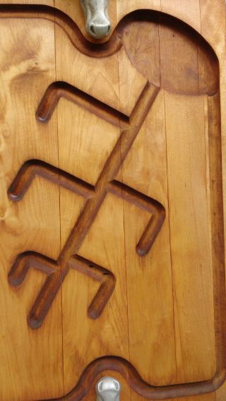 Vintage Wood/Aluminum Bulls Head Large Serving Tray Cutting Board 3