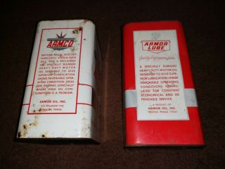 2 Vintage ARMCO ARMOR LUBE 2 gallon MOTOR OIL CANS from TREVOSE,  PA graphic Sign 3