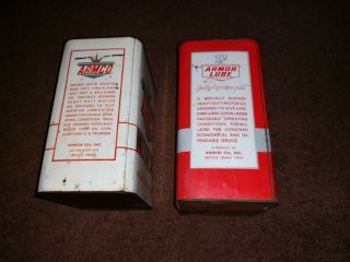 2 Vintage ARMCO ARMOR LUBE 2 gallon MOTOR OIL CANS from TREVOSE,  PA graphic Sign 4