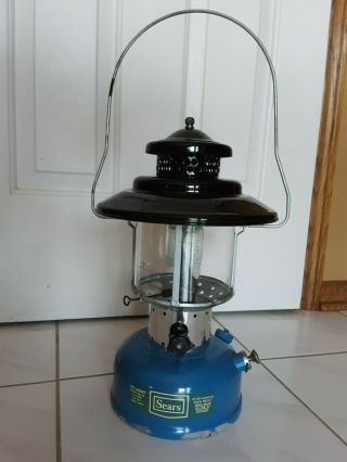 Vintage Sears Blue Gas Lantern - Model 476.  72213 No.  72227 Big Top
