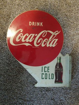 Vintage1952 Coca Cola 2 Sided Metal Flange Sign.