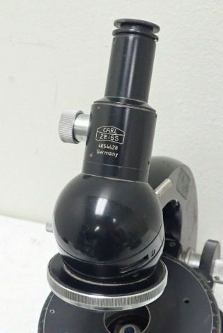 Vintage Carl Zeiss Germany Microscope w/ Condenser 3