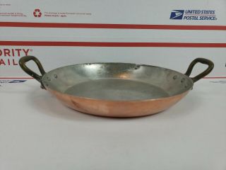 Vintage Mauviel Copper Fry Pan,  Gratin Paella Pan,  2 Bronze Handles,  8 "