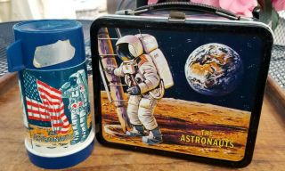 Vintage 1969 The Astronauts Metal Lunchbox And Thermos Apollo 11 Aladdin