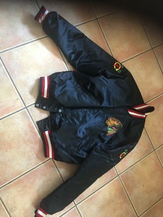 Vintage 80’s Nhl Satin Chicago Blackhawks Starter Jacket Xlarge