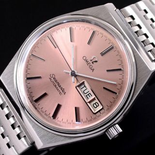 Vintage Omega Seamaster Automatic Pink Gold Dial Day&date Dress Men 