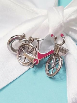 Rare Tiffany & Co Sterling Paloma Picasso Red Enamel Bicycle Bike Charm W Clasp