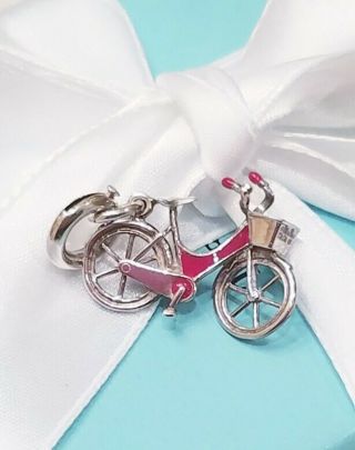 RARE Tiffany & Co Sterling Paloma Picasso Red Enamel Bicycle Bike Charm W Clasp 2