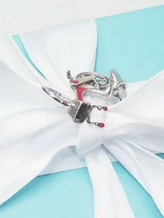 RARE Tiffany & Co Sterling Paloma Picasso Red Enamel Bicycle Bike Charm W Clasp 4