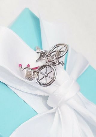 RARE Tiffany & Co Sterling Paloma Picasso Red Enamel Bicycle Bike Charm W Clasp 8