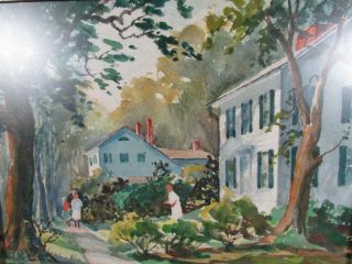 Vintage Rockport,  Gloucester,  Ma Street Scene Watercolor Signed Ruth Harris Pace