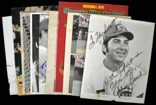 Vintage Cincinnati Reds Signed Baseball Photos Mags Rose Bench Carroll Loa (10)