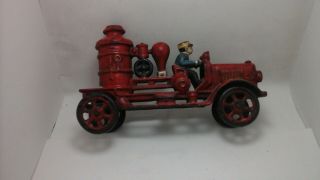 Vintage Cast iron Pumper Firetruck No markings 2