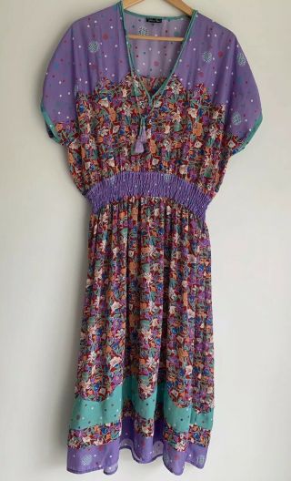 Diane Fres Freis Divine Vintage Swing Tassel Dress Size 12 14 Au,